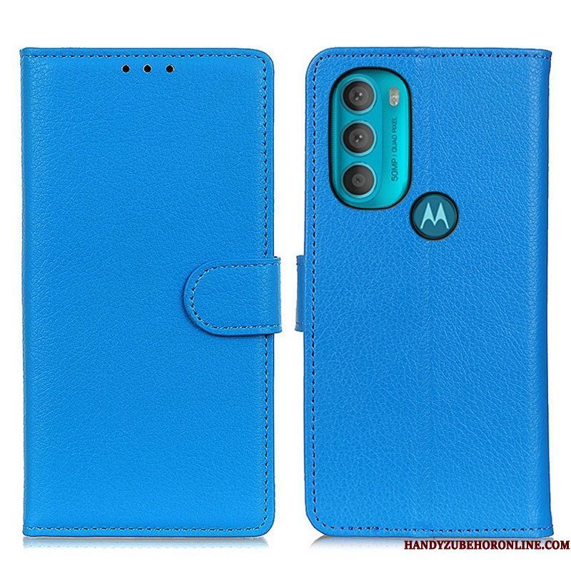 Folio-hoesje voor Moto G71 5G Traditioneel Lychee