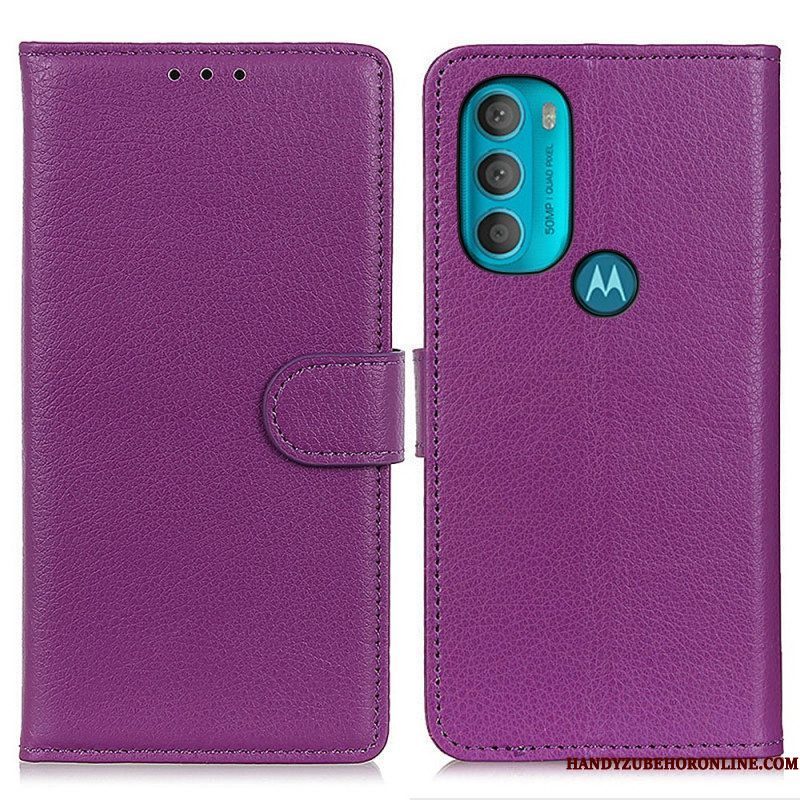 Folio-hoesje voor Moto G71 5G Traditioneel Lychee