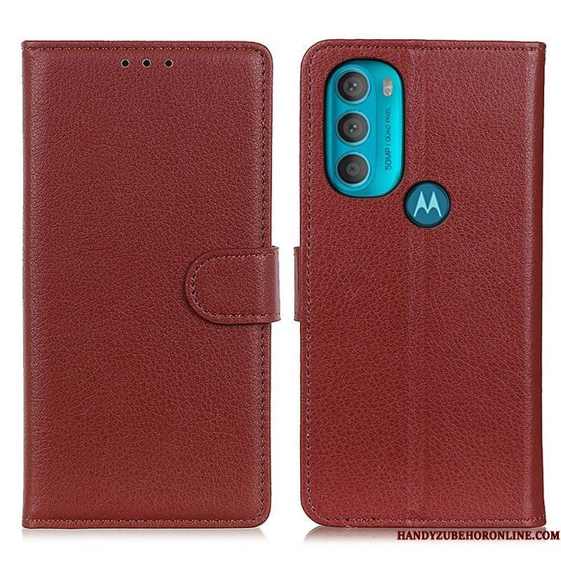 Folio-hoesje voor Moto G71 5G Traditioneel Lychee