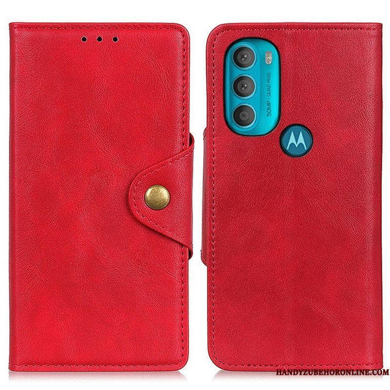 Folio-hoesje voor Moto G71 5G Vintage Kunstleer En Knop