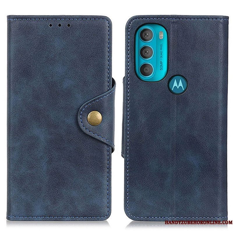 Folio-hoesje voor Moto G71 5G Vintage Kunstleer En Knop