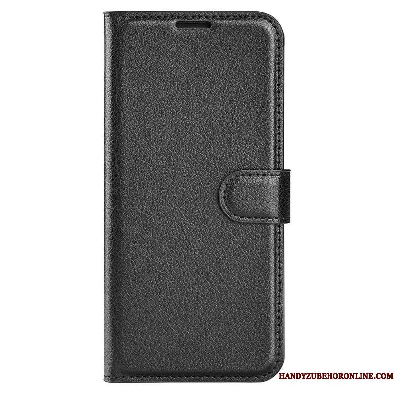 Folio-hoesje voor Moto G73 5G Klassiek Litchi-leereffect