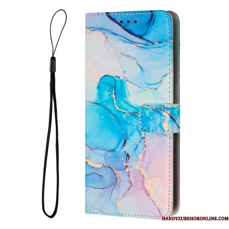 Folio-hoesje voor Motorola Edge 40 Pro Met Ketting Marmer Strippen