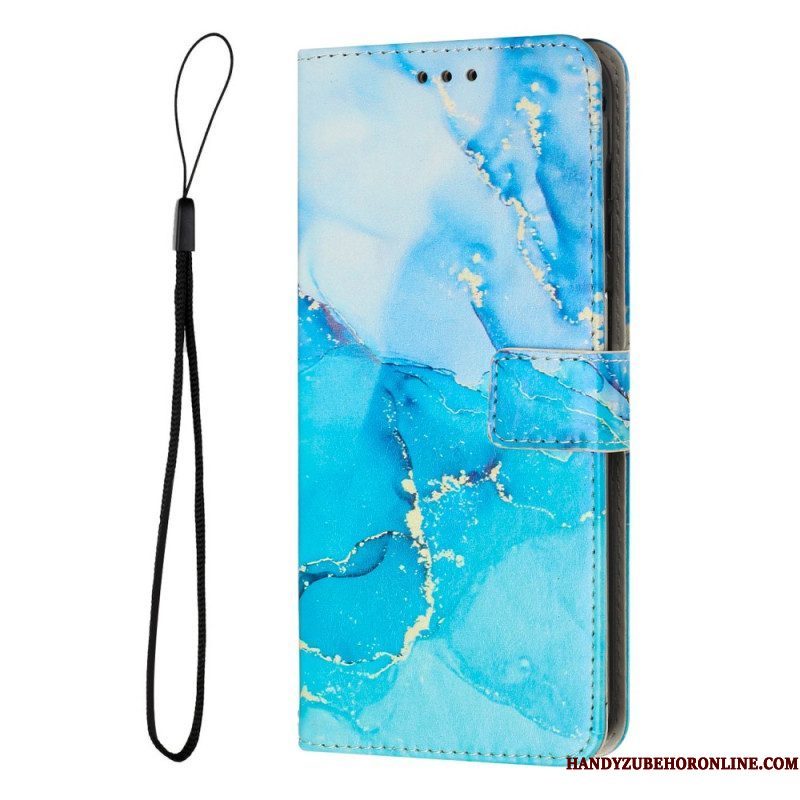 Folio-hoesje voor Motorola Edge 40 Pro Met Ketting Marmer Strippen