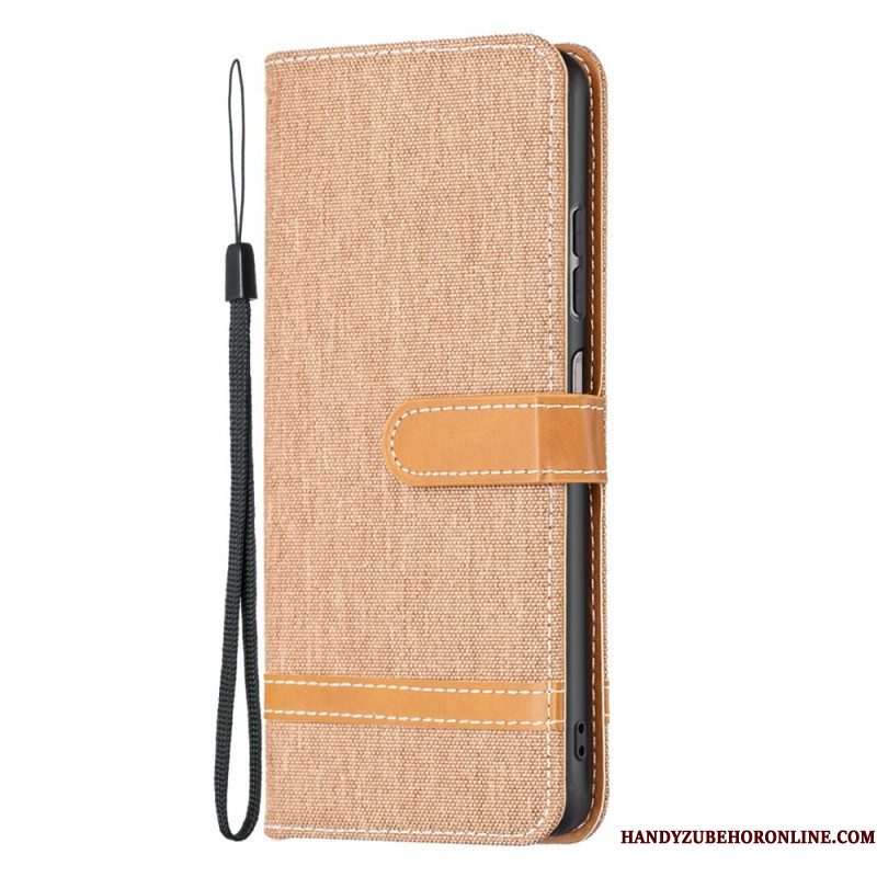 Folio-hoesje voor Samsung Galaxy A13 Met Ketting Afneembare Kaarthouder Van Koolstofvezel