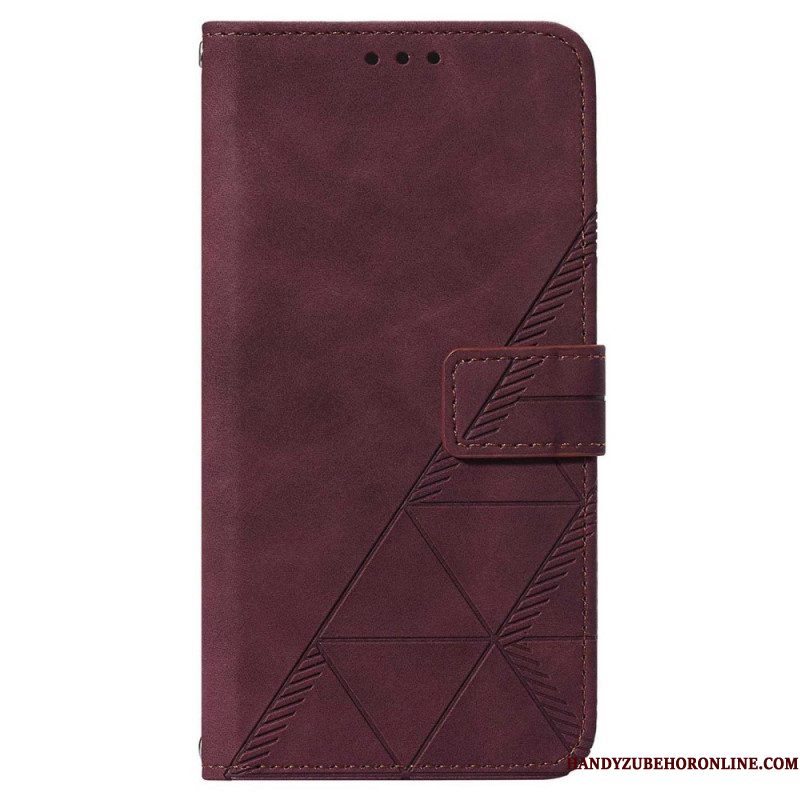 Folio-hoesje voor Samsung Galaxy A14 / A14 5G Driehoeken Met Lanyard