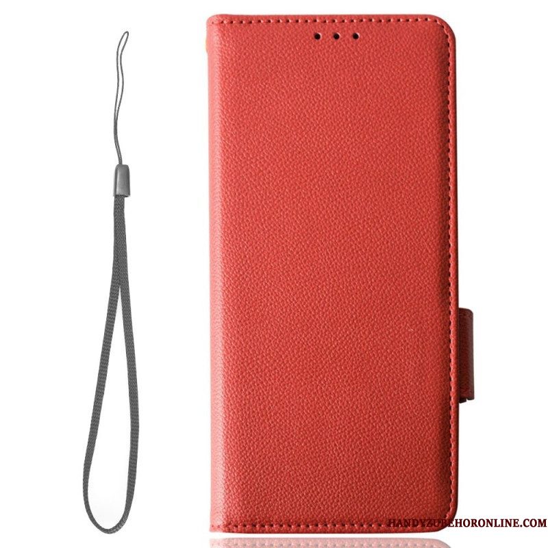 Folio-hoesje voor Samsung Galaxy A14 / A14 5G Met Ketting Strappy Litchi Lederen Stijl