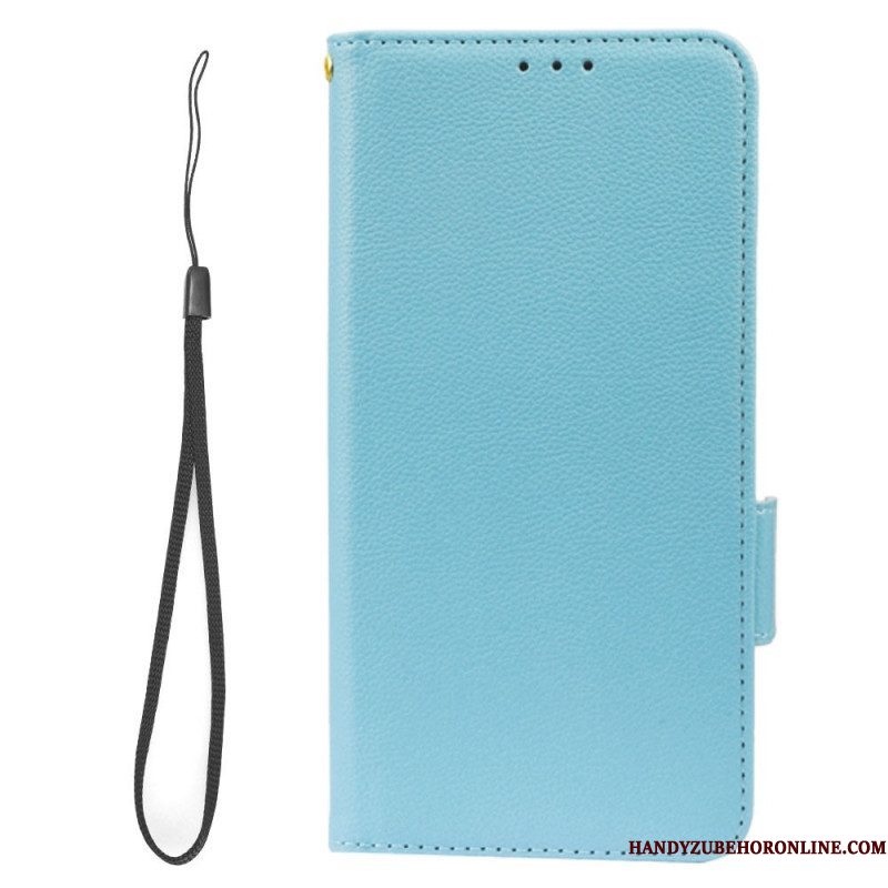 Folio-hoesje voor Samsung Galaxy A14 / A14 5G Met Ketting Strappy Litchi Lederen Stijl