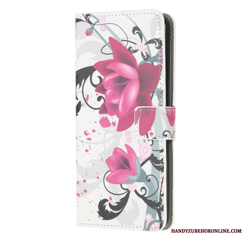 Folio-hoesje voor Samsung Galaxy A42 5G Tropische Bloemen