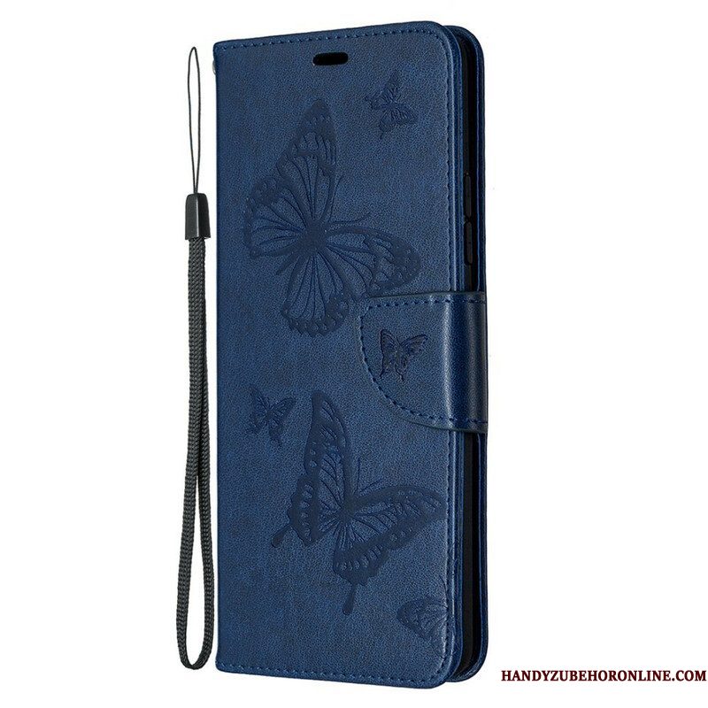 Folio-hoesje voor Samsung Galaxy A42 5G Vlinders Tijdens De Vlucht Met Lanyard