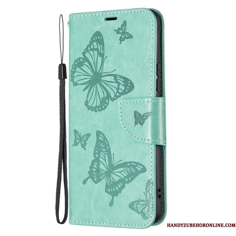 Folio-hoesje voor Samsung Galaxy A53 5G Met Ketting String Vlinders