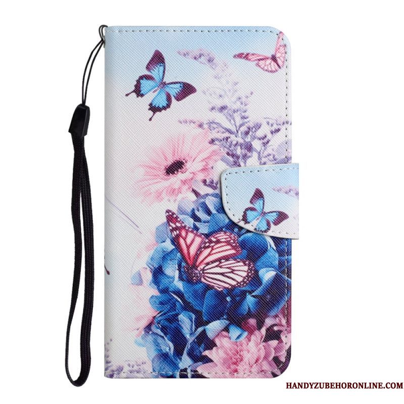 Folio-hoesje voor Samsung Galaxy A54 5G Meesterlijke Vlinders Met Lanyard