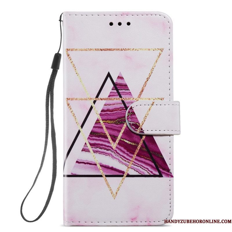 Folio-hoesje voor Samsung Galaxy A54 5G Met Ketting Marmer In Strappy-stijl