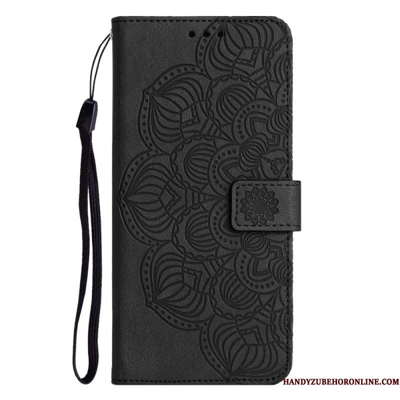 Folio-hoesje voor Samsung Galaxy A54 5G Met Ketting Strappy Mandala-afdruk