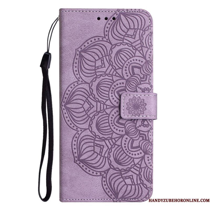 Folio-hoesje voor Samsung Galaxy A54 5G Met Ketting Strappy Mandala-afdruk