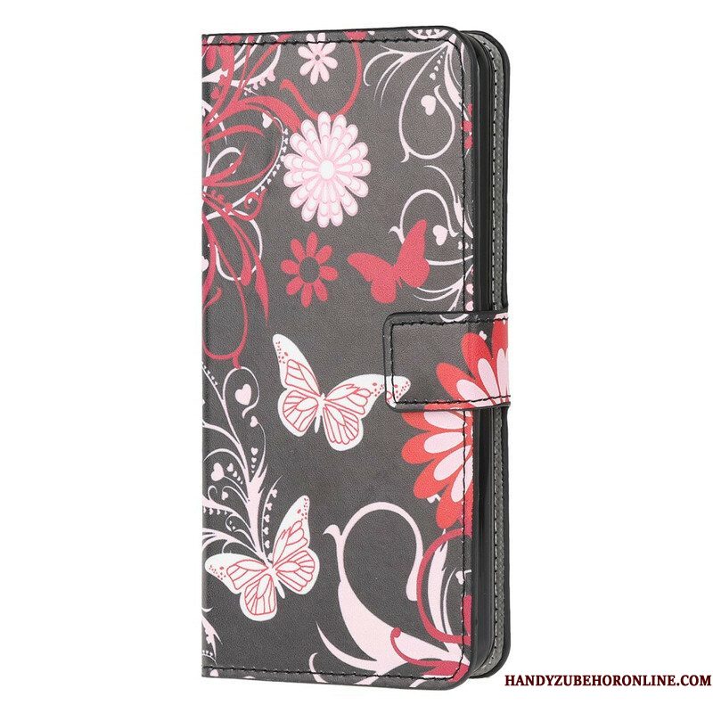 Folio-hoesje voor Samsung Galaxy M12 / A12 Vlinders En Bloemen