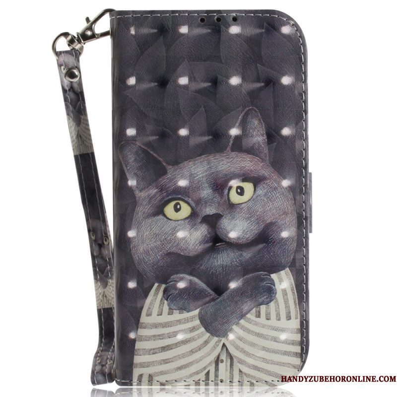 Folio-hoesje voor Samsung Galaxy M13 Kat Met Lanyard