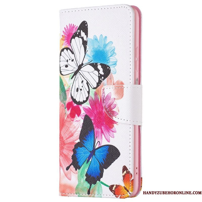 Folio-hoesje voor Samsung Galaxy M23 5G Aquarel Vlinders