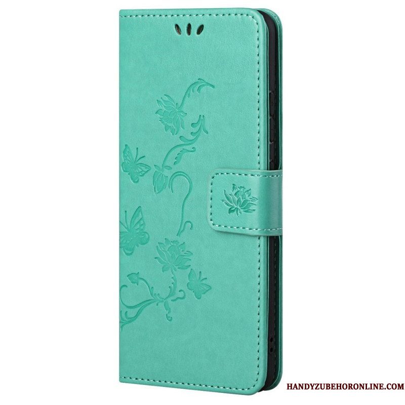 Folio-hoesje voor Samsung Galaxy M23 5G Met Ketting Riem Bloemen