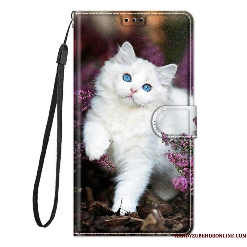 Folio-hoesje voor Samsung Galaxy M23 5G Met Ketting String Cat Fan