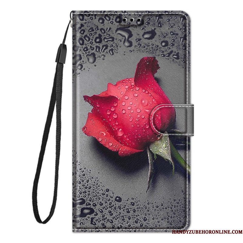 Folio-hoesje voor Samsung Galaxy M23 5G Rozen Met Lanyard