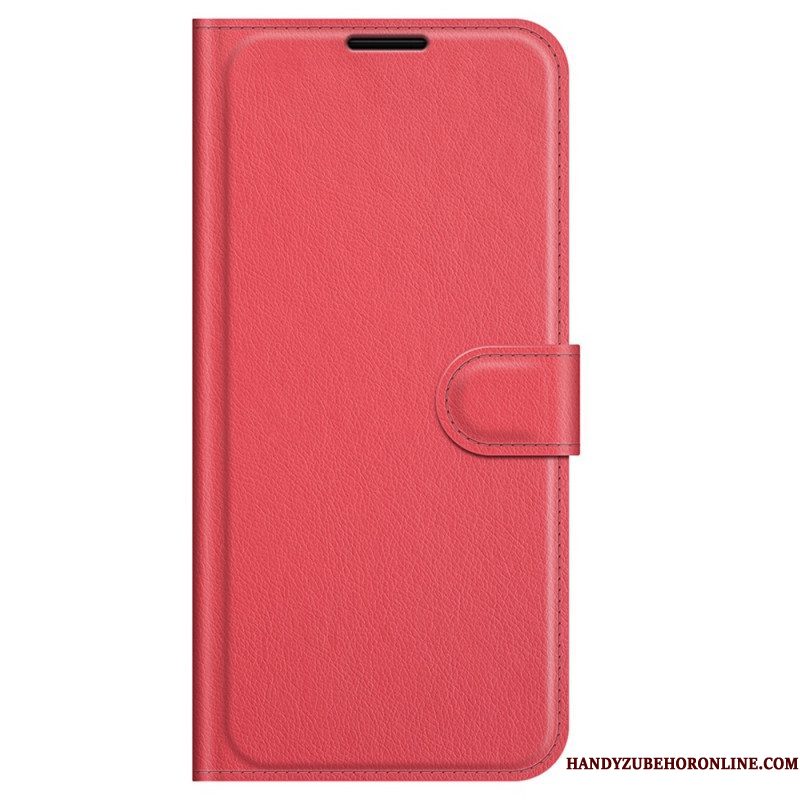 Folio-hoesje voor Samsung Galaxy M32 Klassiek Litchi-leereffect