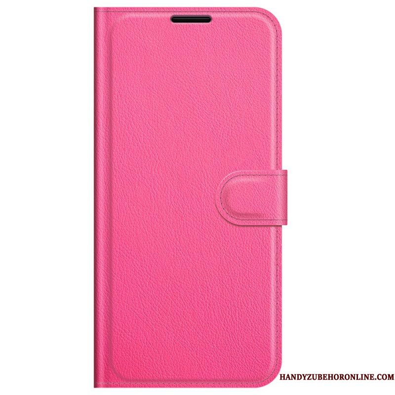 Folio-hoesje voor Samsung Galaxy M32 Klassiek Litchi-leereffect