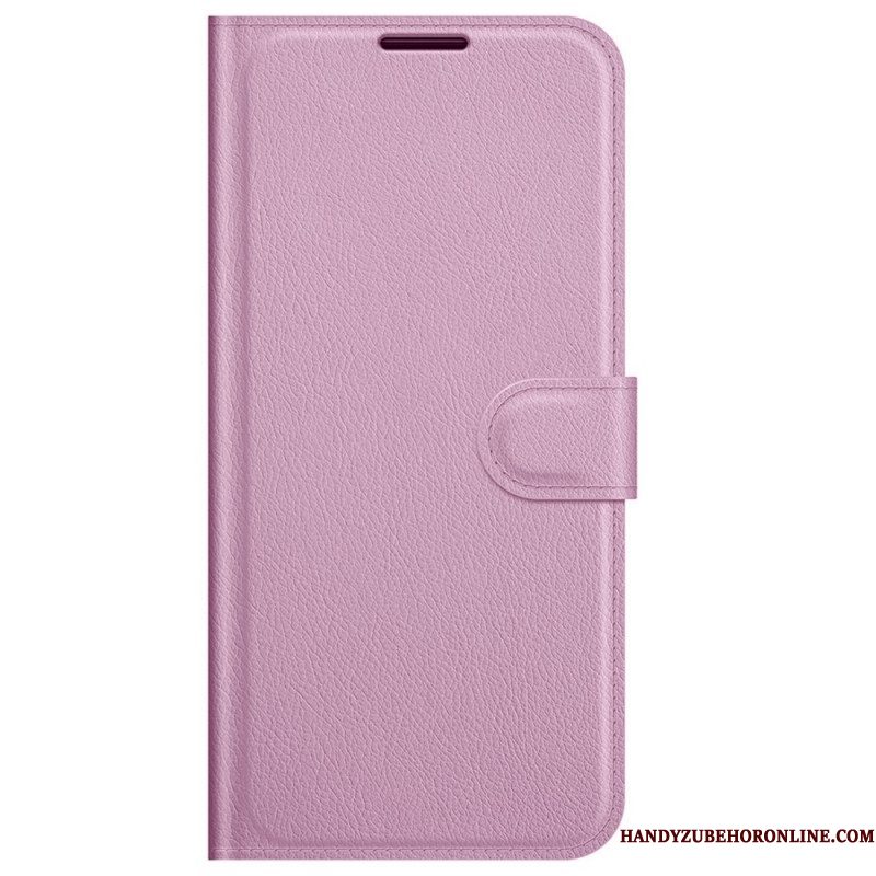 Folio-hoesje voor Samsung Galaxy M32 Klassiek Litchi-leereffect