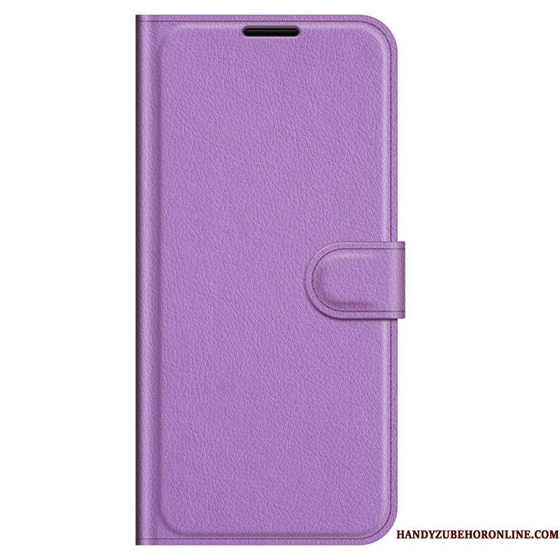 Folio-hoesje voor Samsung Galaxy M32 Klassiek Litchi-leereffect