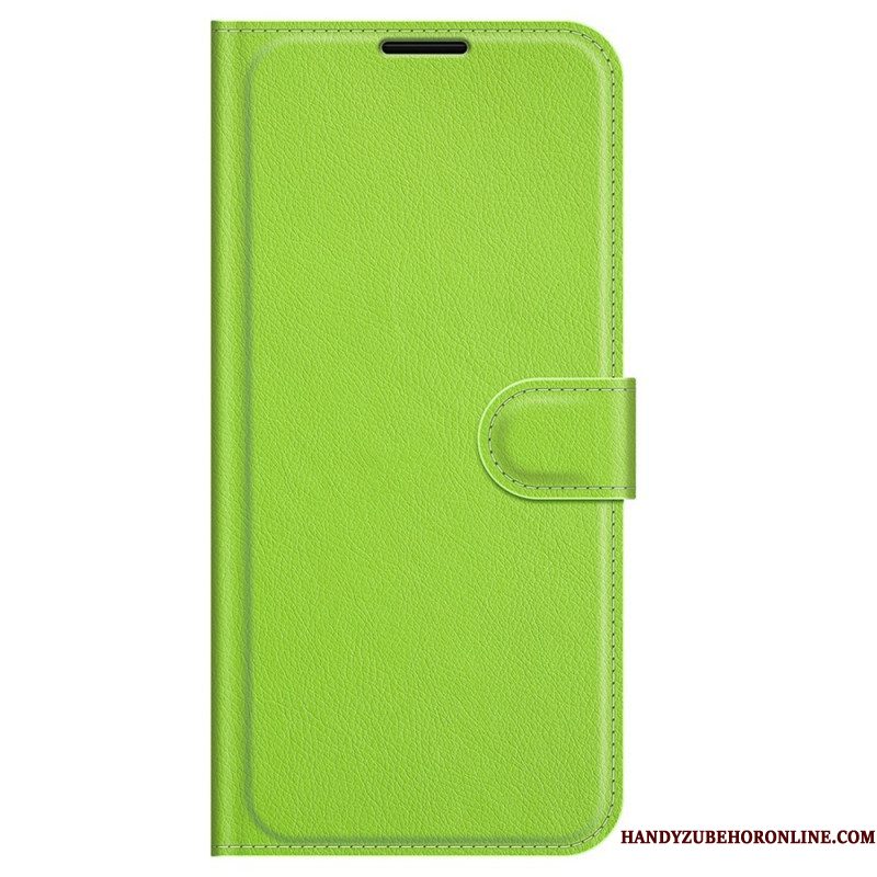 Folio-hoesje voor Samsung Galaxy M32 Klassiek Litchi-leereffect