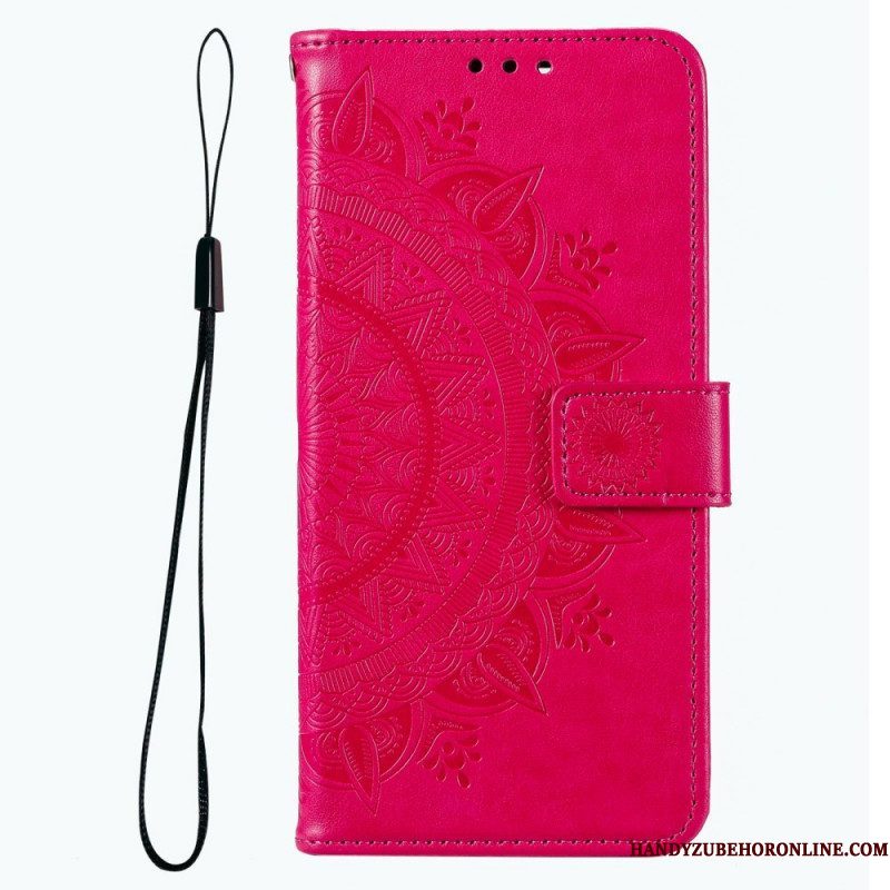 Folio-hoesje voor Samsung Galaxy M33 5G Met Ketting Strappy Zon Mandala