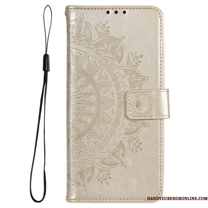 Folio-hoesje voor Samsung Galaxy M33 5G Met Ketting Strappy Zon Mandala