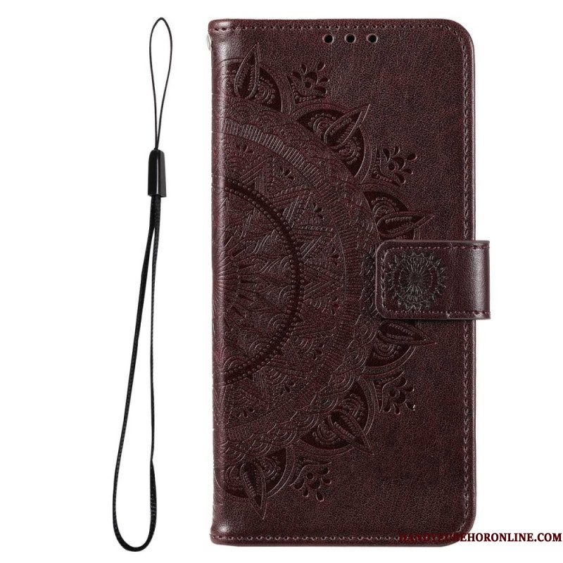 Folio-hoesje voor Samsung Galaxy M33 5G Met Ketting Strappy Zon Mandala