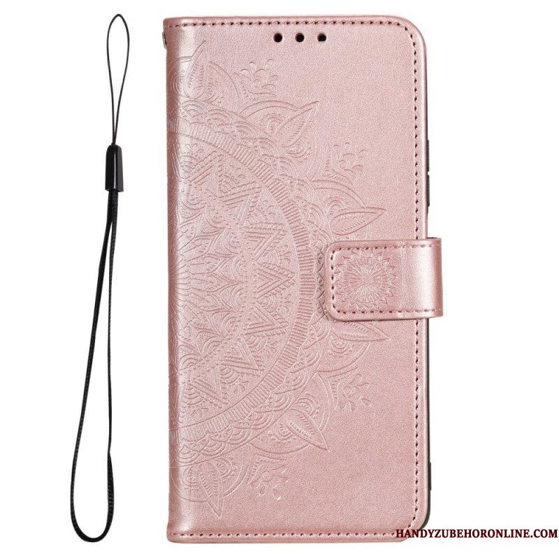 Folio-hoesje voor Samsung Galaxy M33 5G Met Ketting Strappy Zon Mandala