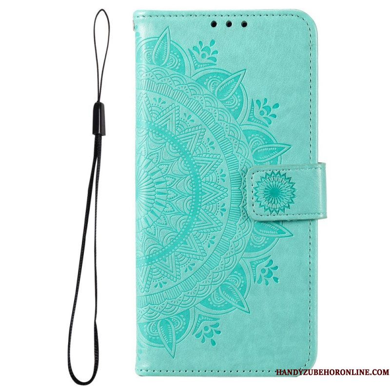 Folio-hoesje voor Samsung Galaxy M33 5G Met Ketting Strappy Zon Mandala