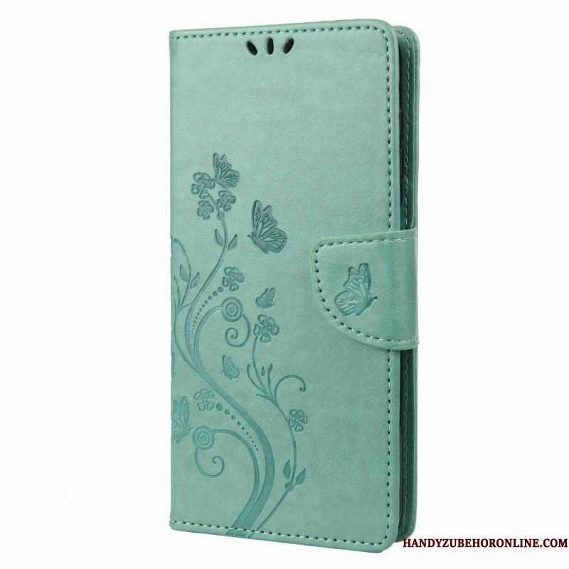 Folio-hoesje voor Samsung Galaxy M53 5G Met Ketting Riem Bloemen