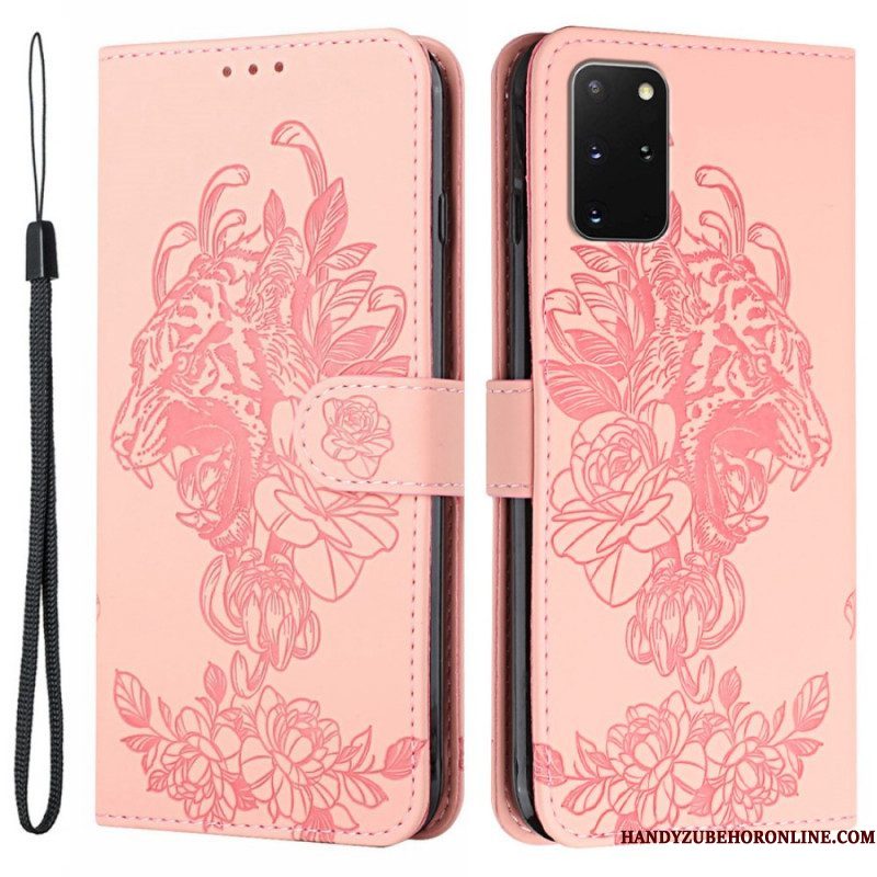 Folio-hoesje voor Samsung Galaxy S20 Plus / S20 Plus 5G Met Ketting Barokke Strappy Tijger