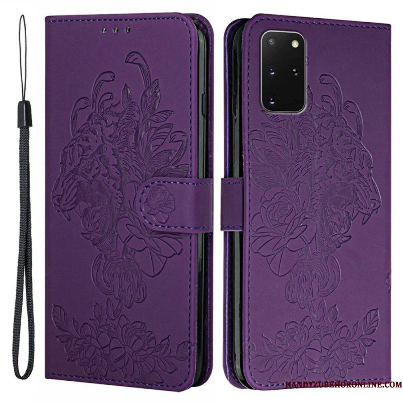 Folio-hoesje voor Samsung Galaxy S20 Plus / S20 Plus 5G Met Ketting Barokke Strappy Tijger