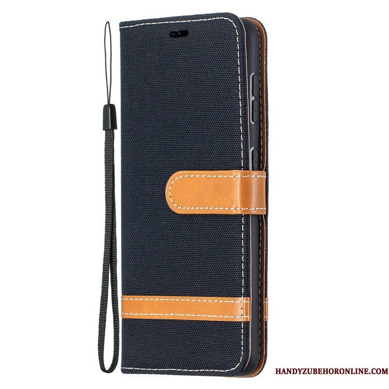 Folio-hoesje voor Samsung Galaxy S21 5G Met Ketting Band Van Stof En Leereffect