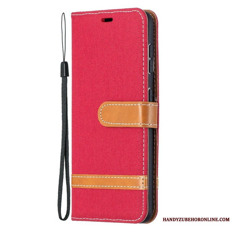 Folio-hoesje voor Samsung Galaxy S21 5G Met Ketting Band Van Stof En Leereffect