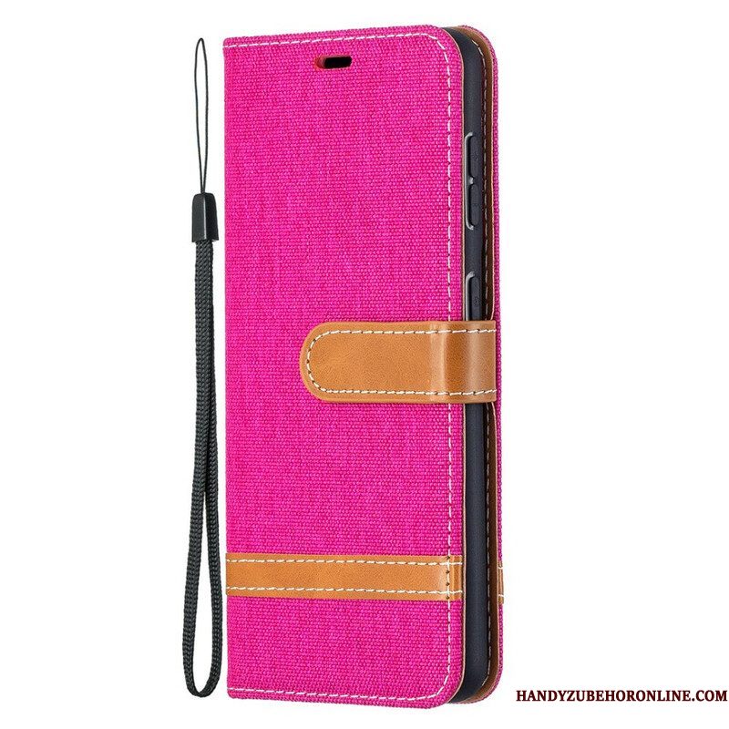 Folio-hoesje voor Samsung Galaxy S21 5G Met Ketting Band Van Stof En Leereffect