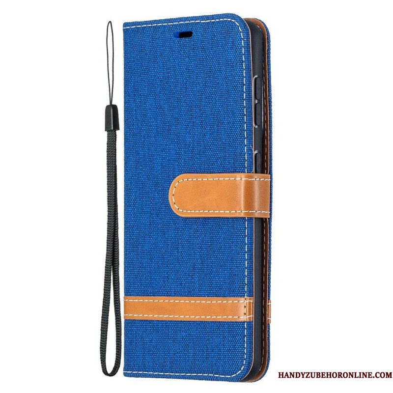 Folio-hoesje voor Samsung Galaxy S21 5G Met Ketting Band Van Stof En Leereffect