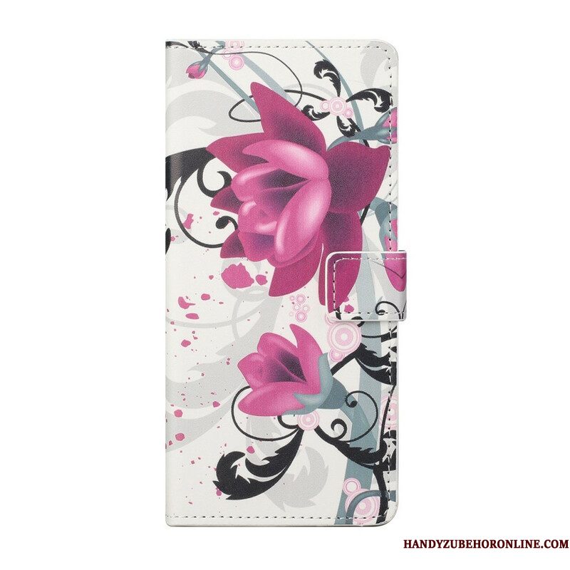 Folio-hoesje voor Samsung Galaxy S21 5G Tropische Bloemen