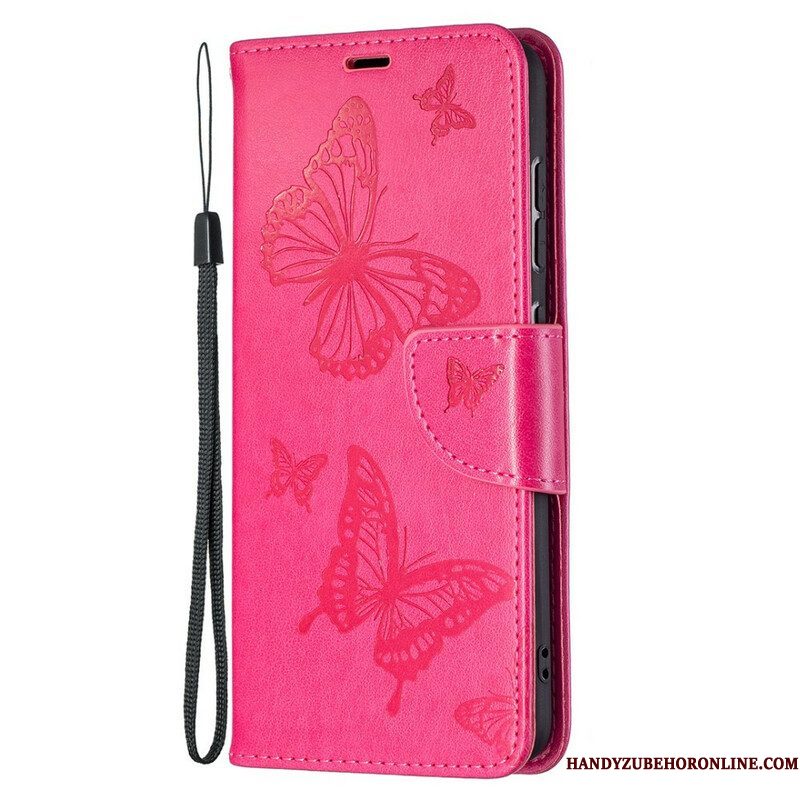 Folio-hoesje voor Samsung Galaxy S21 FE Vlinders Tijdens De Vlucht Met Lanyard