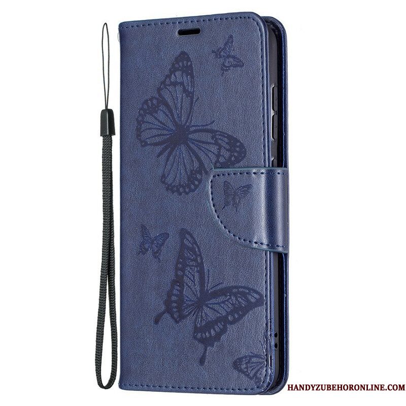 Folio-hoesje voor Samsung Galaxy S21 FE Vlinders Tijdens De Vlucht Met Lanyard