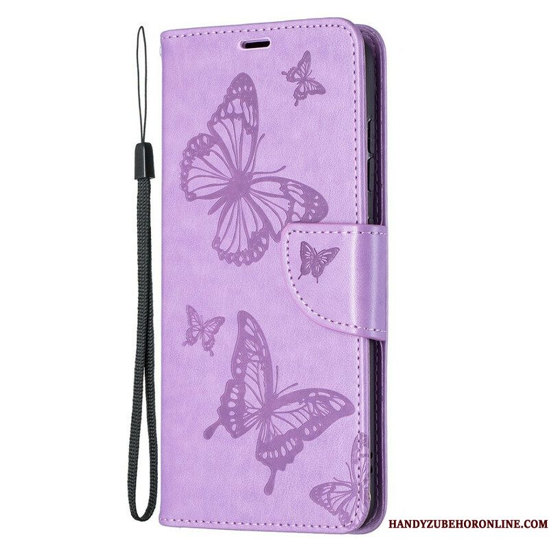 Folio-hoesje voor Samsung Galaxy S21 FE Vlinders Tijdens De Vlucht Met Lanyard