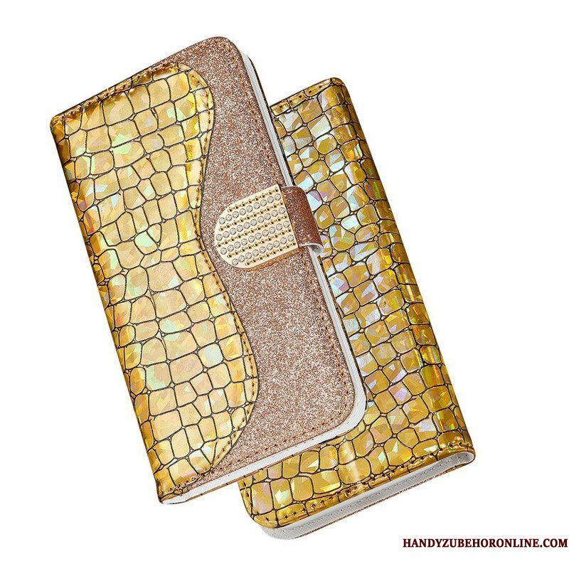 Folio-hoesje voor Samsung Galaxy S21 Plus 5G Krokodil Diamanten