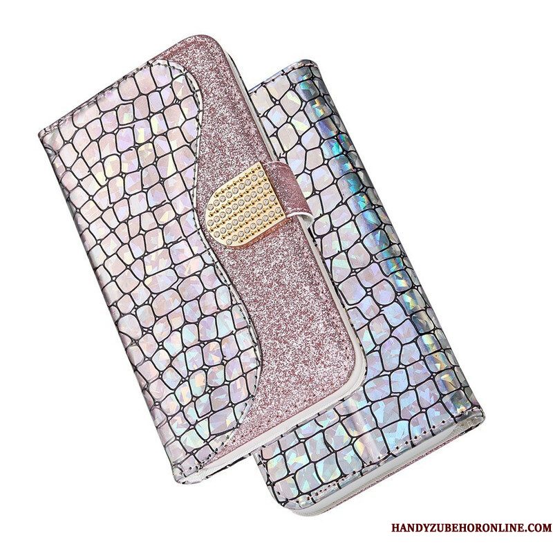 Folio-hoesje voor Samsung Galaxy S21 Plus 5G Krokodil Diamanten