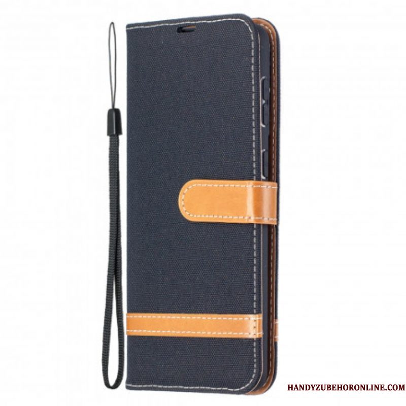 Folio-hoesje voor Samsung Galaxy S21 Plus 5G Met Ketting Band Van Stof En Leereffect