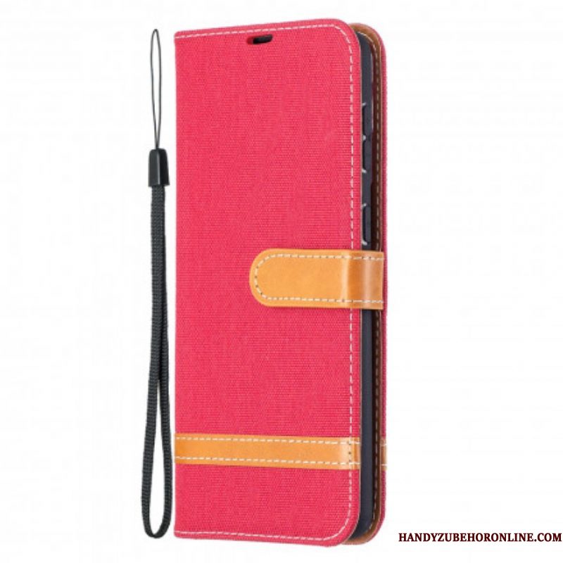 Folio-hoesje voor Samsung Galaxy S21 Plus 5G Met Ketting Band Van Stof En Leereffect